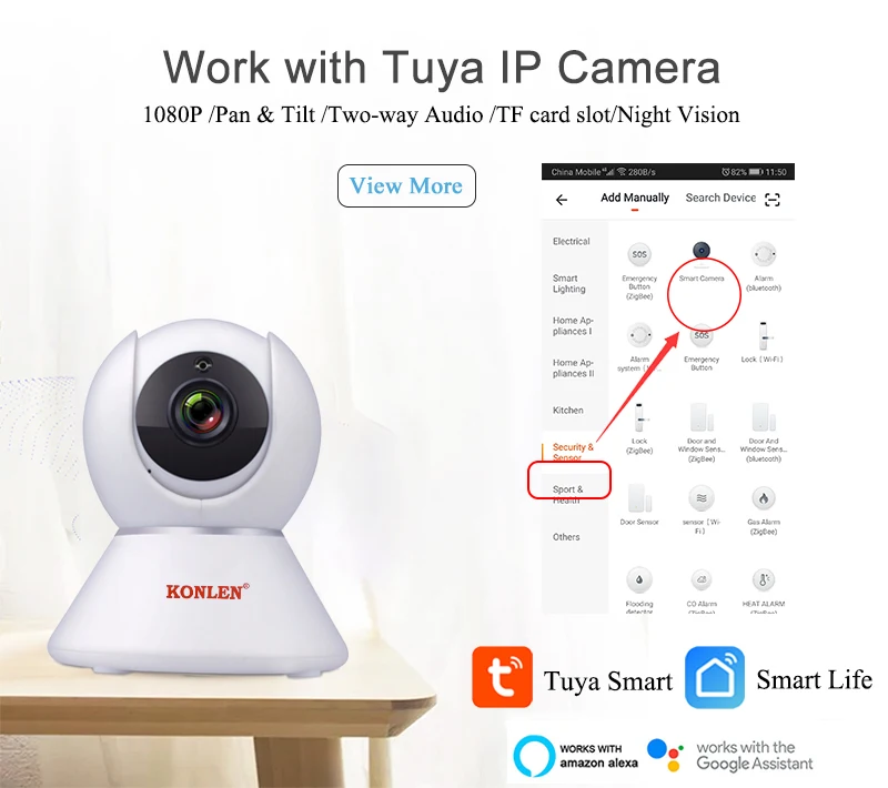 Wifi GSM Tuya мини-сигнализация комплект беспроводной с ip-камерой для дома безопасности дома поддержка Alexa Google Home Smart
