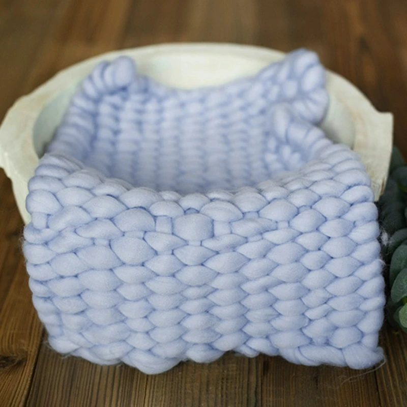 

Newborn Photography Props Knitted Crochet Baby Blanket Infants Basket Accessory