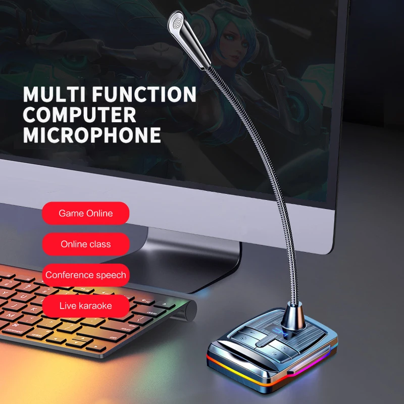 

1pc New Computer Microphone 360° Adjust Freely Studio Speech Microphone Gaming Chatting USB Microphone For Desktop PC Laptop