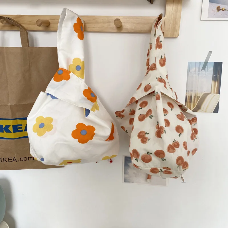 

New Denim Wrist Bag Japan Style Lunch Bag Portable Picnic Food Bags Women Simple Small Tote Korean Style Children Lunch Pouch