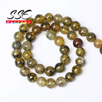 wholesale yellow black dragon vein agates round loose beads natural stone beads 15 for making jewelry diy bracelet 6 8 10 12mm