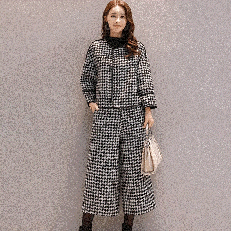 

new spring/autumn women's clothings women's sets jacket and trousers two pieces high imitation wool elegant women's coat 5086