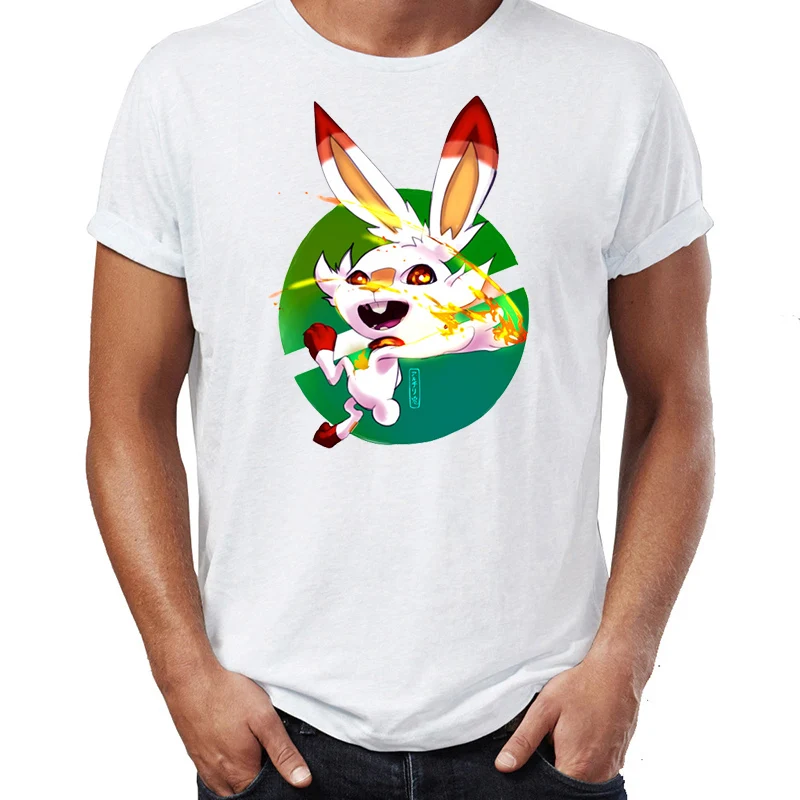 Мужская футболка Pocket Grookey, Scorbunny, Sobble Pokemon Sword and Shield Awesome художественная рисованная Футболка с принтом - Цвет: 5L0066M