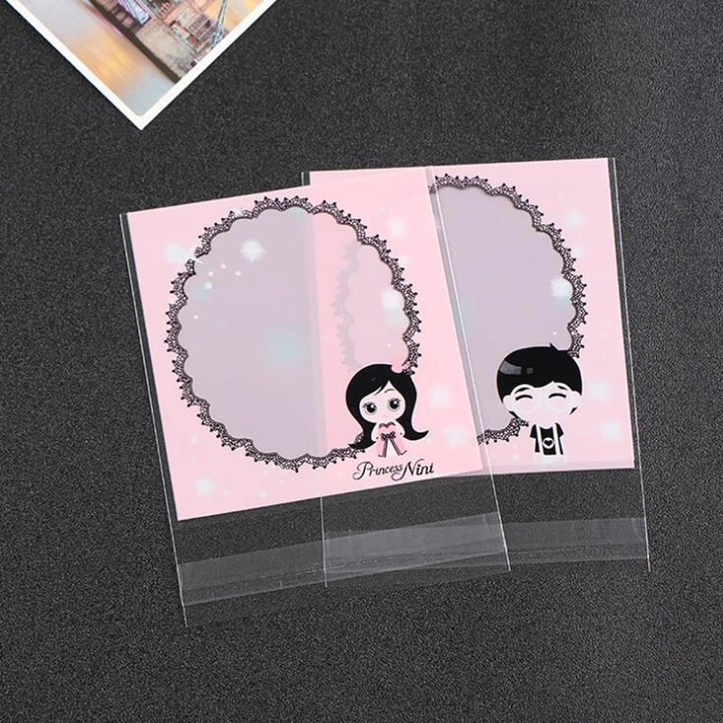 100 шт Кружева самоклеющиеся печенья конфеты упаковка подарочные пакеты целлофан