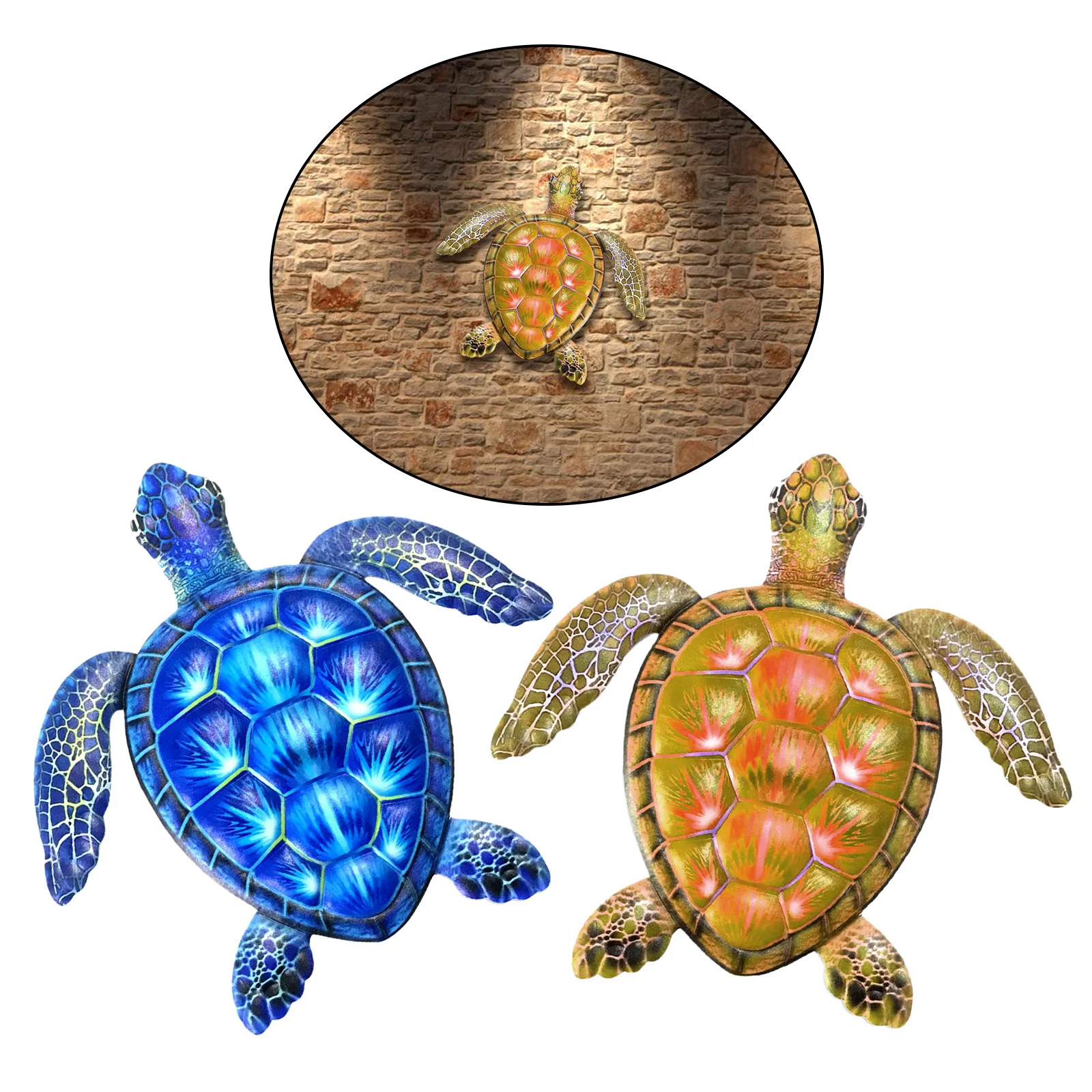 

2x Sea Turtles, Beach Metal Art, Nautical Wall ing Figurines Home Decoration, under The Sea Marine Life Animals, Handmade