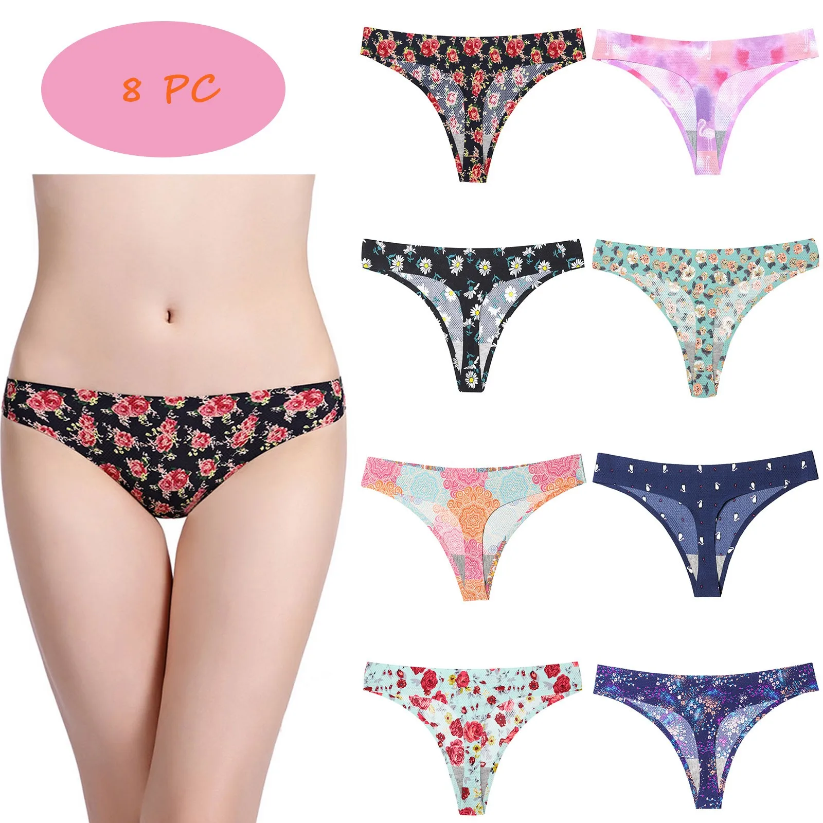 Трусики стринги женские х/б 8 шт./компл.|Женские трусики| |