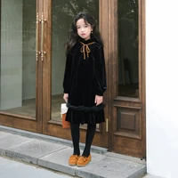 2021 new baby girls dress kids clothes children autumn and winter outfit silver fox lace toddler ruffles dresses soft bow3275