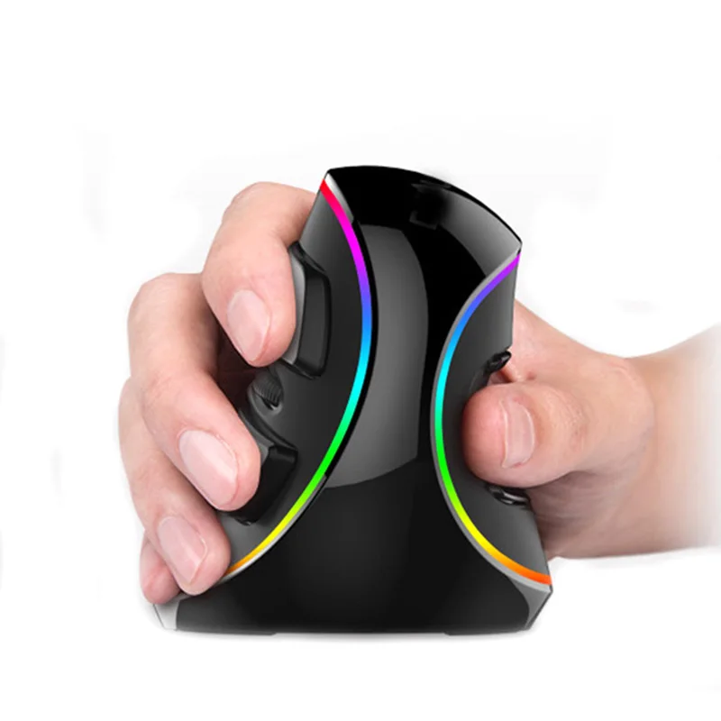 Эргономичная Вертикальная мышь беспроводная оптическая RGB с приемником 6 кнопок