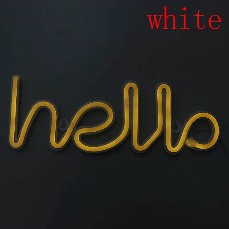 Белый Ночник неоновый Алфавит Hello неоновые огни для дня рождения Свадебная вечеринка спальня настенный Декор ночник - Испускаемый цвет: Белый