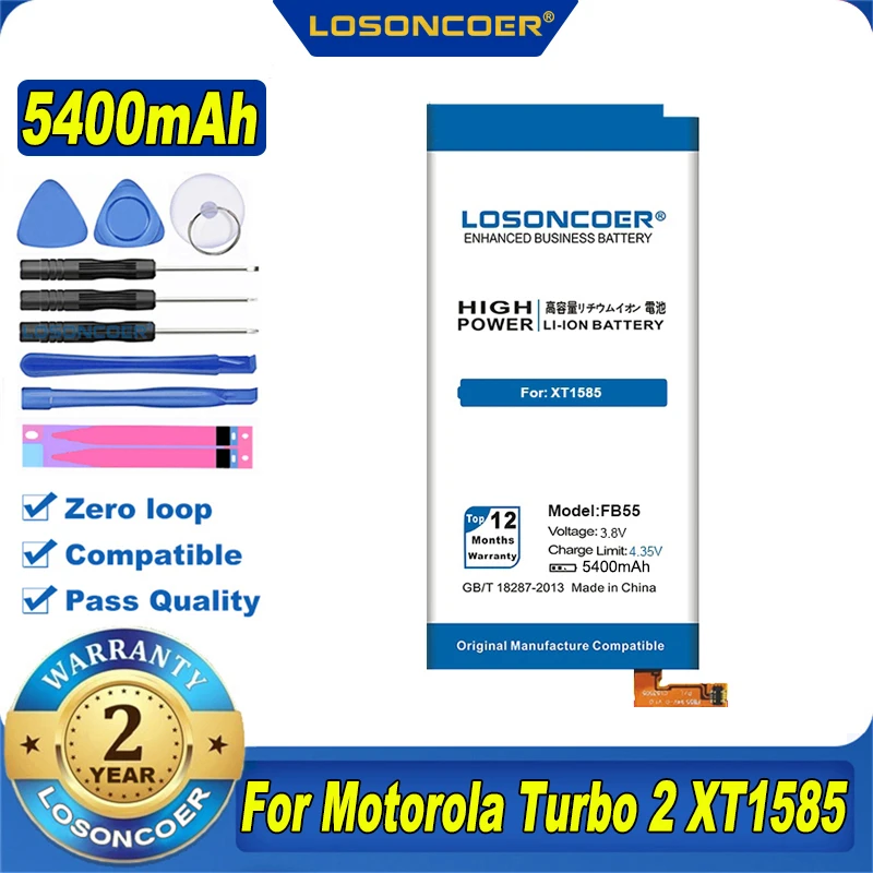 100% Original LOSONCOER 5400mAh FB55 Battery For Motorola Moto DROID Turbo 2 XT1585 XT1581 XT1580 X Force SNN5958A | Мобильные