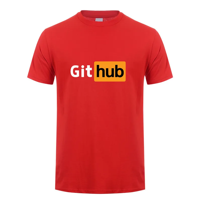 Забавный дизайн футболка Github хлопковая Футболка с круглым вырезом и короткими рукавами Мужская футболка LH-151 - Цвет: Red