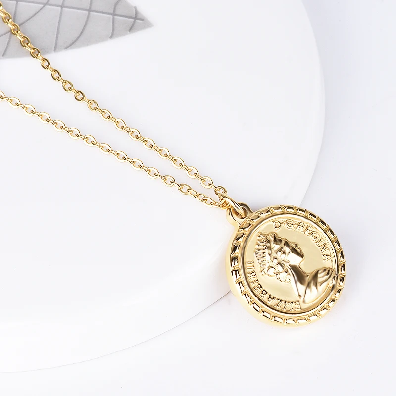 Цепочка с подвеской-монеткой Jeroot в стиле ретро золотистого цвета