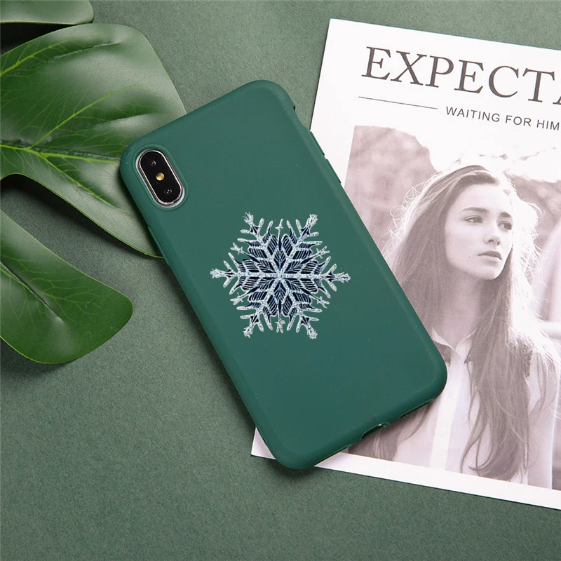 Темно-зеленый PhoneCase для Iphone Xr 8 7 Plus X 6S эстетический снежинки телефон Xs 11 pro xs Max