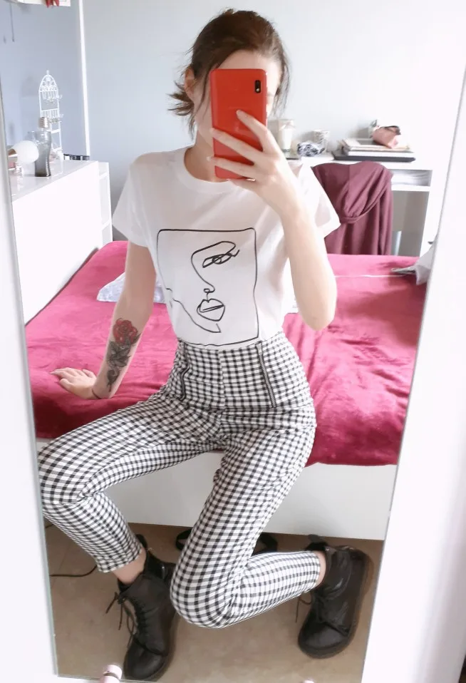 

face abstract simple Women tshirt Cotton Casual Funny t shirt Gift For Lady Yong Girl Top Tee Drop Ship S-723