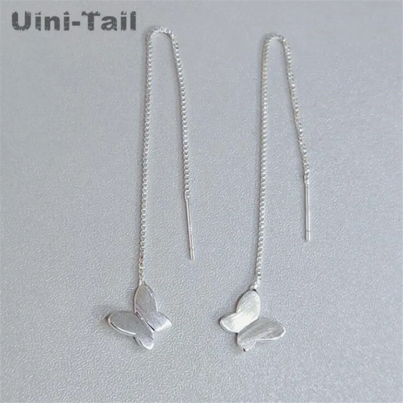 Женские длинные серьги-бабочки Uini-Tail из стерлингового серебра 925 пробы с эффектом