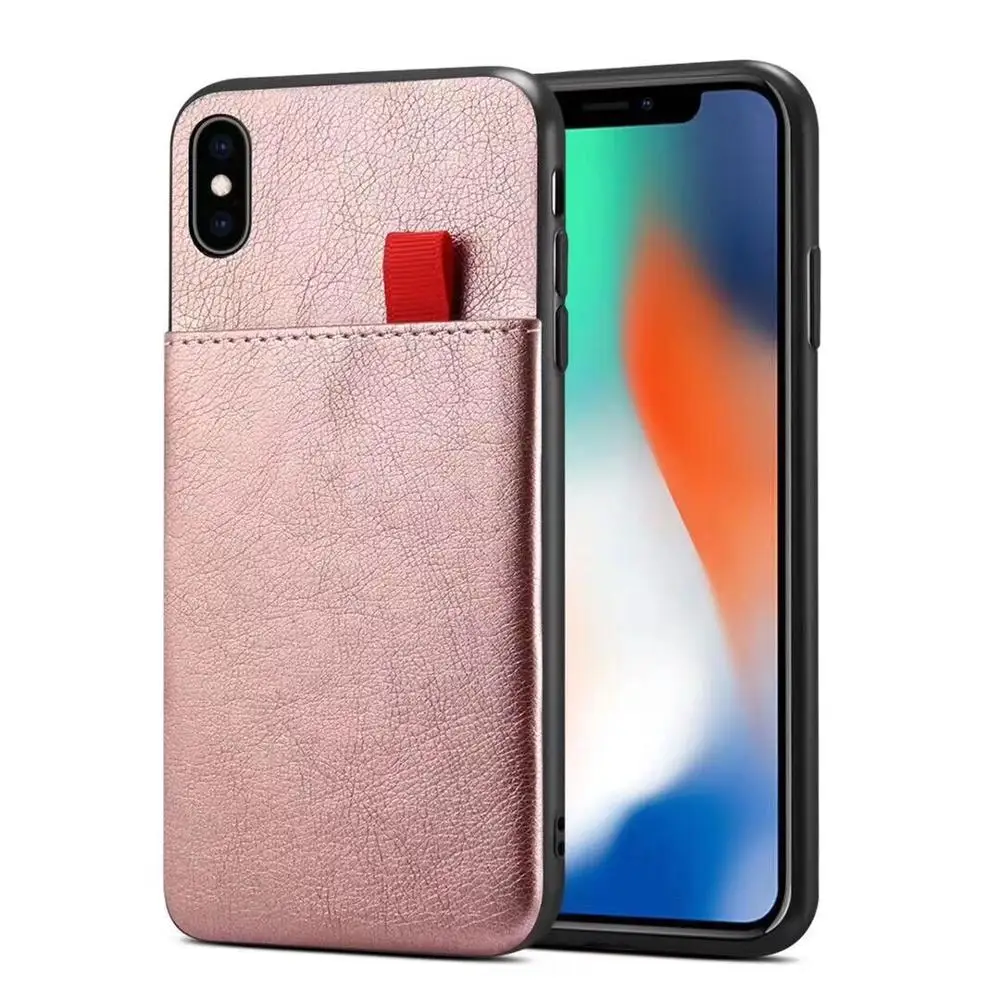Роскошный чехол для iPhone X XR XS Max из искусственной кожи с отделениями карт