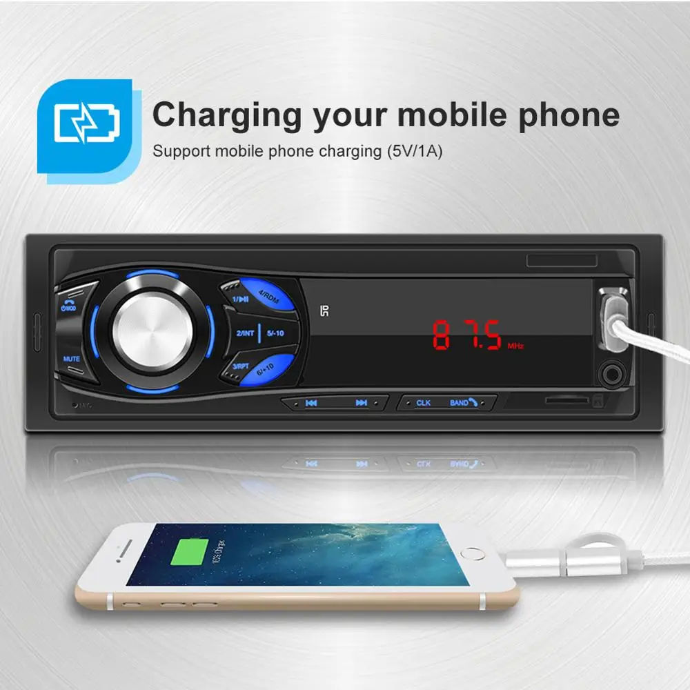 1 DIN автомобильный радиоприемник автомобильная аудиосистема стерео MP3-плеер FM