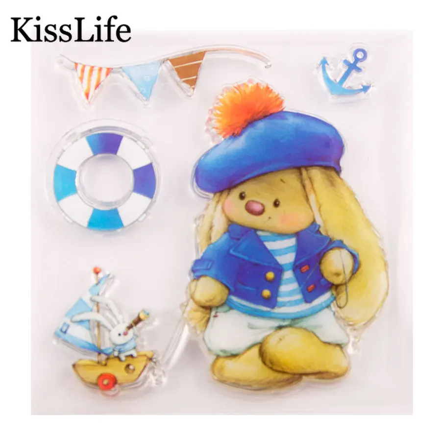 1 Sheet Cute Rabbits Swimming Laps Ship Clear Ribber Stamps for Scrapbooking Card Making Christmas Album Decors | Дом и сад