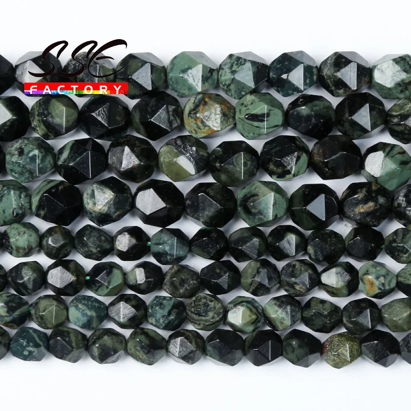 

Faceted Green Kambaba Jaspers Beads Natural Stone Loose Beads For Jewelry Making DIY Bracelets Earrings Accessories 6 8 10mm 15"