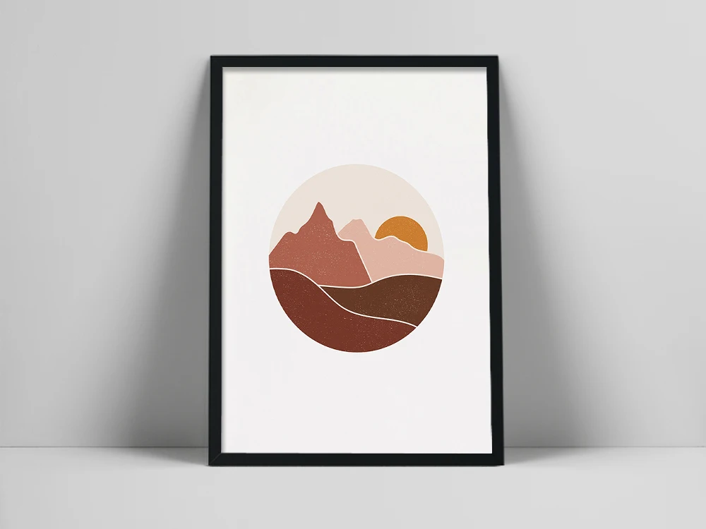 

Mountains Line Art Print | Miniature Landscape Poster | Printable Landscape Wall Art | Terracotta Landscape Pnal Facial FeatCol
