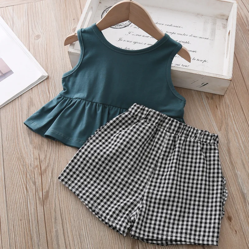 Детская одежда летний костюм для девочек маленьких повседневный спортивный