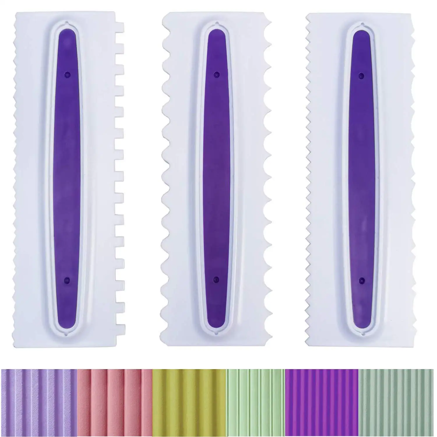 

Set of 3 Decorating Comb and Icing Smoother Decorating Mousse Butter Cream Cake Edge Tools Scraper Polisher
