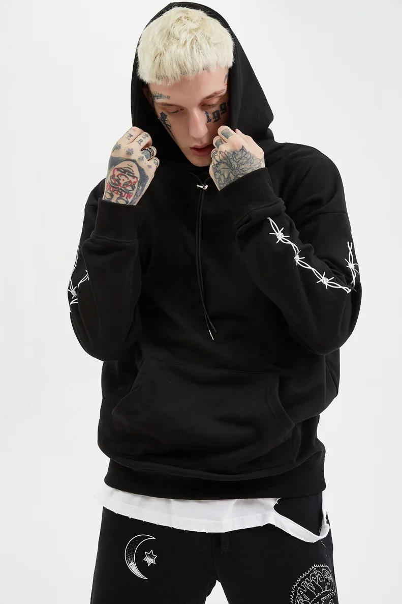 Мужская хлопковая толстовка с капюшоном Свитшот оверсайз принтом в стиле ретро