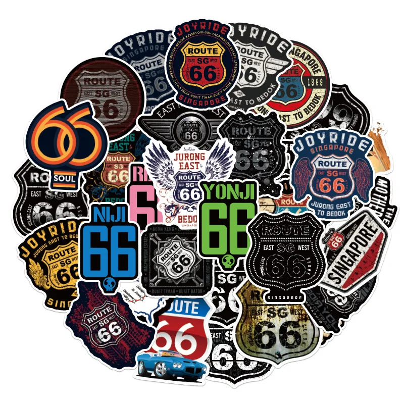 103050pcs route 66 the main street of america stickers laptop guitar luggage phone bike cool graffiti sticker decal kid toys free global shipping