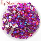 TopStone Lt Siam, красный цвет AB, стандартное круглое стекло, стразы с плоской задней поверхностью для ногтевого дизайна, 3D камни, клей на стразы без горячей фиксации