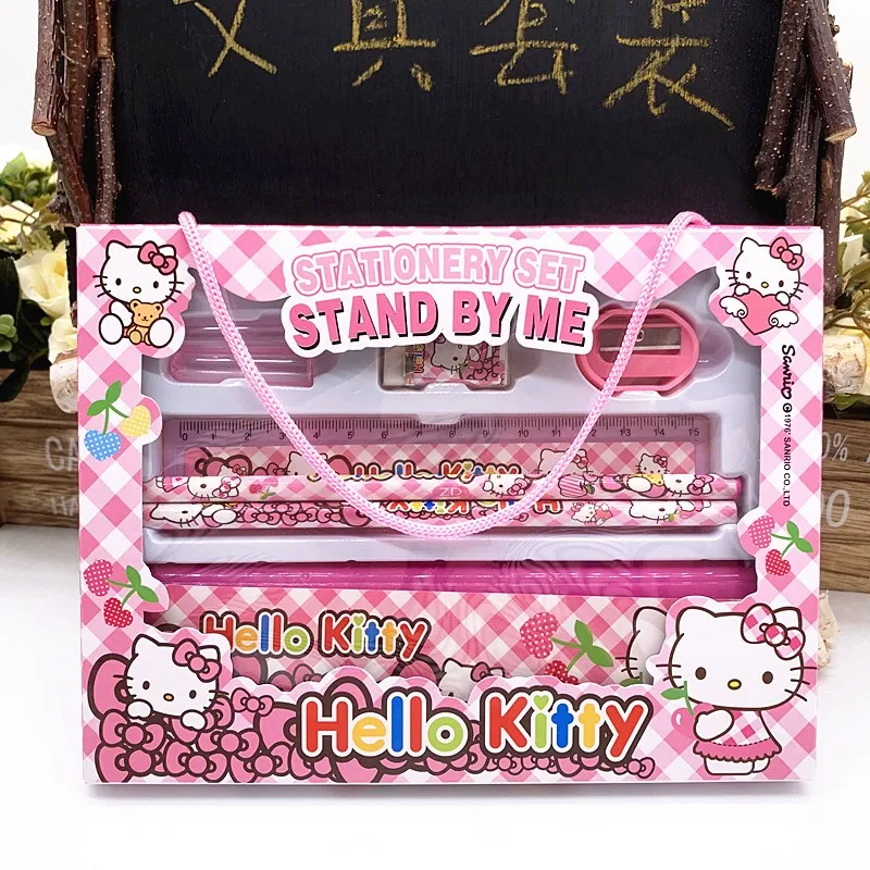 

Подарочная сумка Hello Kitty, набор школьных канцелярских принадлежностей, Подарочная коробка Hello Kitty, школьные принадлежности Hello Kitty, детский по...