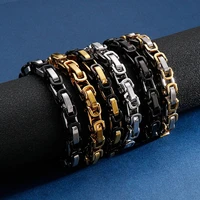 468mm width stainless steel byzantine bracelet men goldblacks chunky link chain armband male jewelry chain