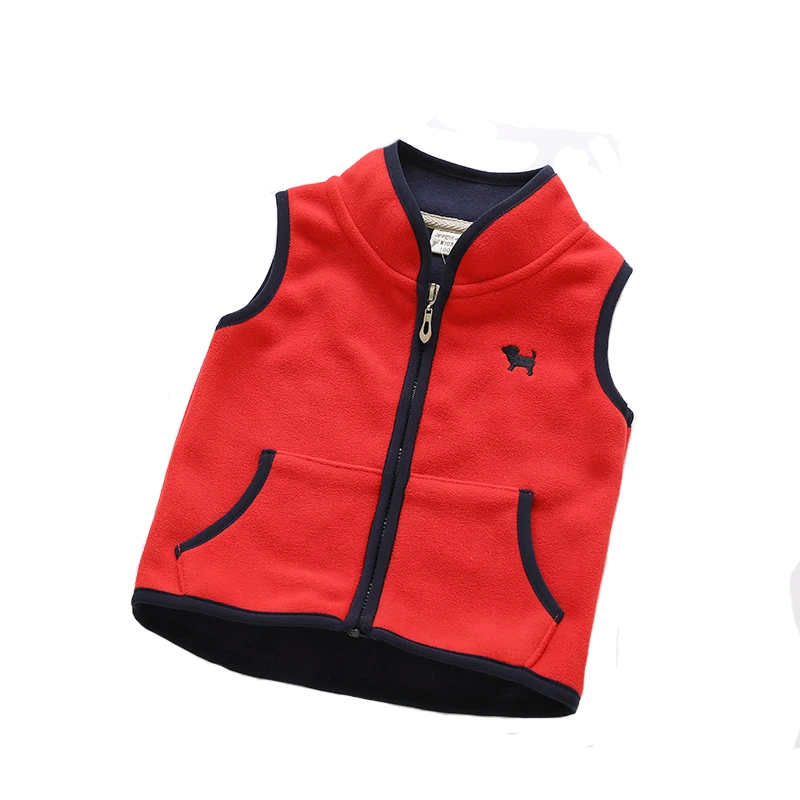Sundae Angel/жилет для мальчиков и девочек с воротником-стойкой и вышивкой собаки; флисовый детский жилет; верхняя одежда; пальто; детские жилеты; От 2 до 7 лет - Цвет: As picture