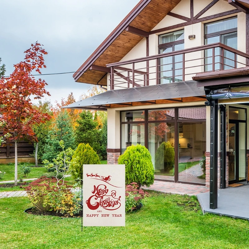 Счастливый товар рождественские флаги Лось двора двусторонний принт