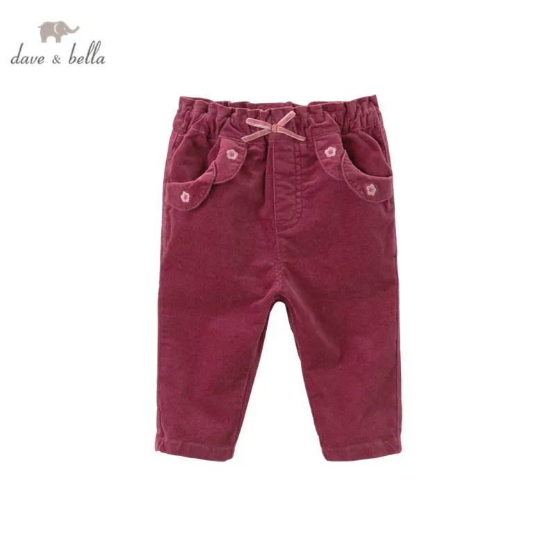 Детские длинные штаны с карманами и бантом цветочным принтом для девочек dave bella