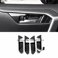 car inner door bowl protector frame cover trim sticker shell car styling abs carbon fibre for toyota rav4 2019 2020 accessories
