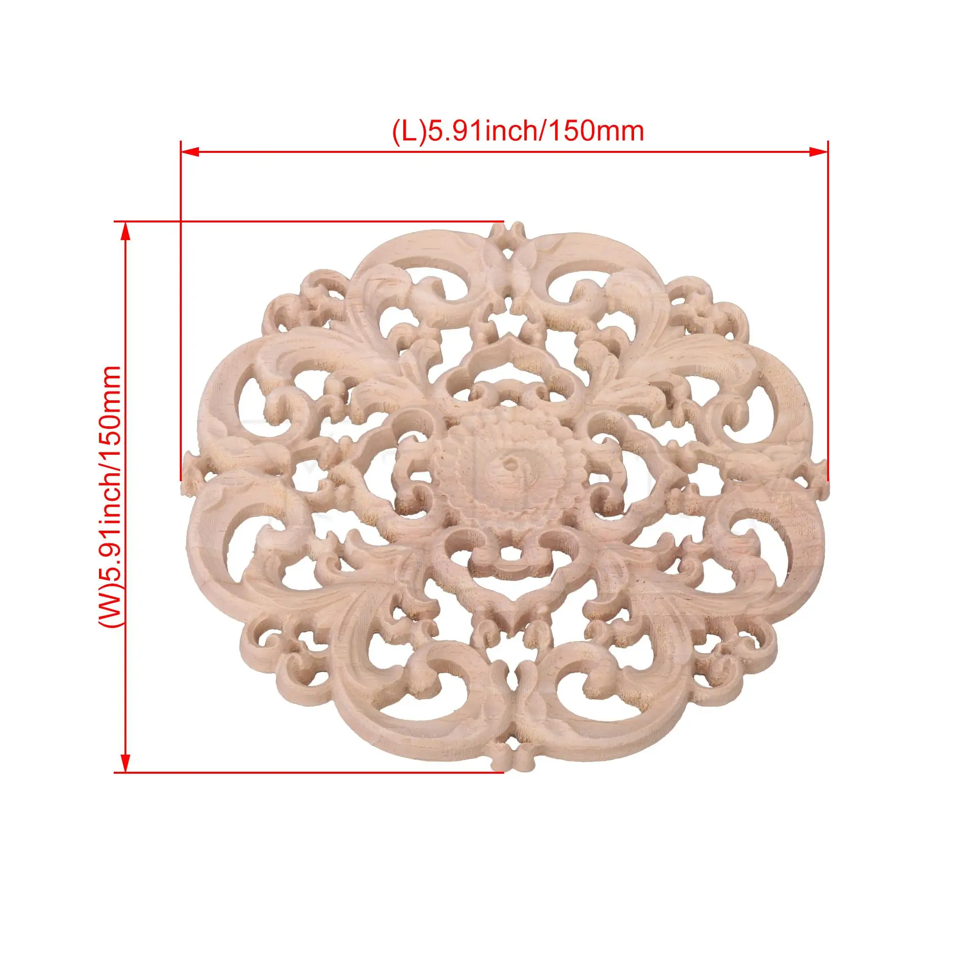 

Unpainted D061 Wood Carved Applique Onlay for Door Cabinet 5.9x5.9Inch