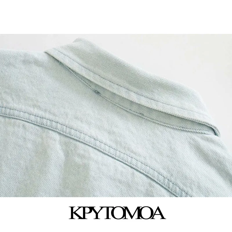 

KPYTOMOA Women 2020 Fashion Oversized Ripped Denim Jacket Coat Vintage Long Sleeve Hole Loose Female Outerwear Chic Tops