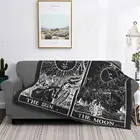 Одеяло с рисунком Солнца и Луны, таро, жемчуг, обсидиан, бархатное одеяло с принтом зверя, ведьмы, теплое покрывало для кровати, уличное постельное белье