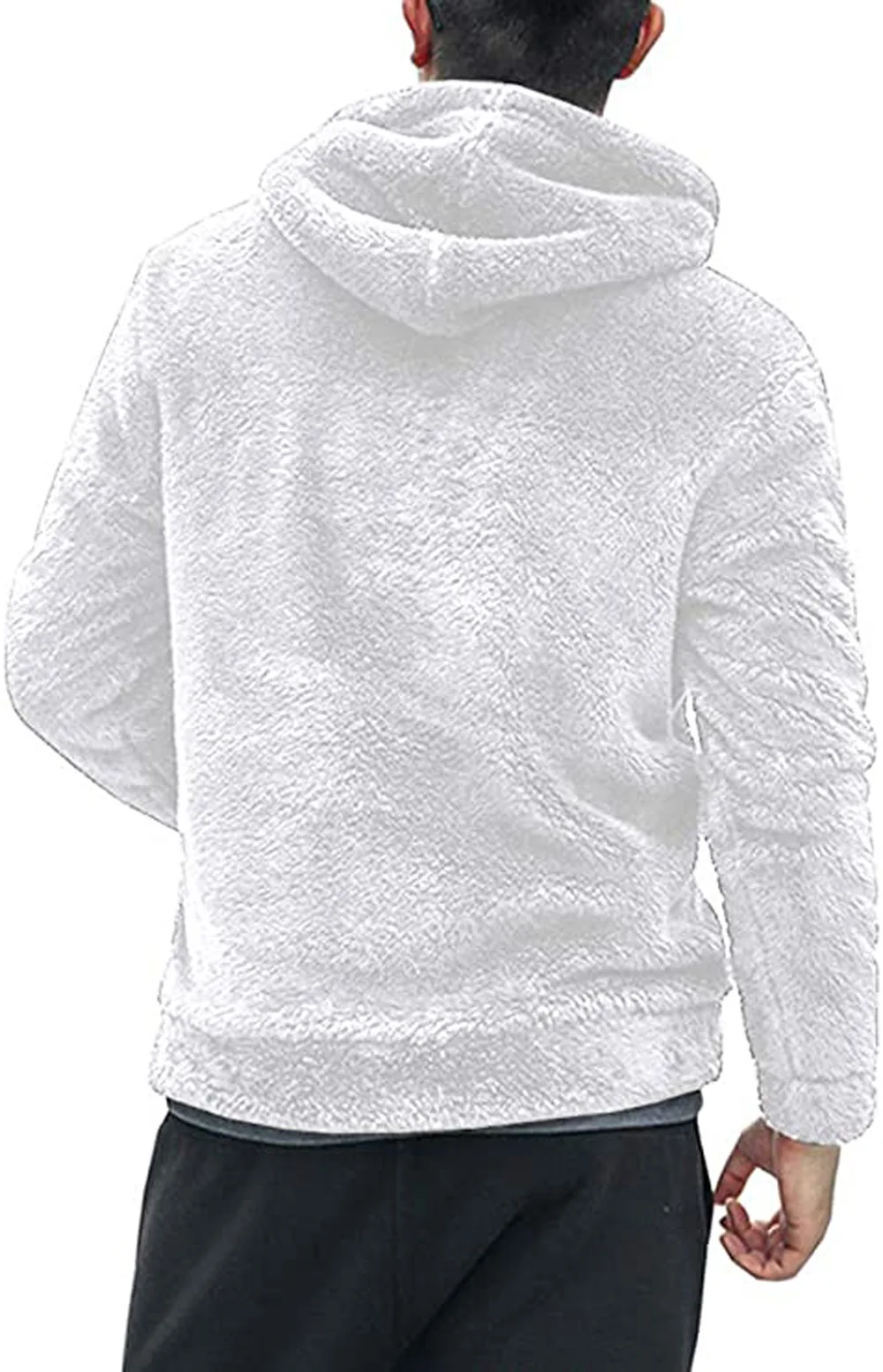 

Men's Loose Plush Hooded Soild Color Pullover Sweater Autumn And Winter Warm Hoodies