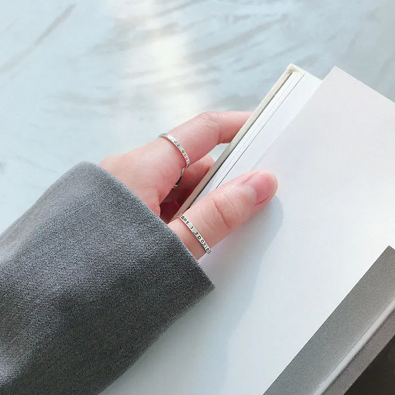 

Real S925 Sterling Silver Ring 2021 Hot New Simple Design Greek Alphabet Ring Vintage Rings Fashion Women Cute Fine Jewelry Gift