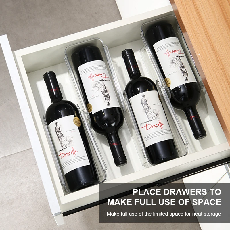 4Pack Refrigerator Organizer Kitchen Bottle Storage Rack Stackable Wine Holder Bottles Display Shelf Fridge | Дом и сад