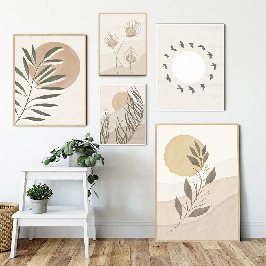 Абстрактная настенная Картина на холсте с изображением природы бамбука листьев