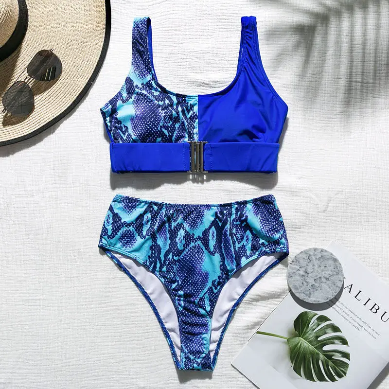 Бикини Bikinx из кусков леопардовая расцветка,, Холтер, пуш-ап, женский купальник, сдельные боди, Сексуальная Пряжка для купальника, купальник для женщин - Цвет: 1192-3