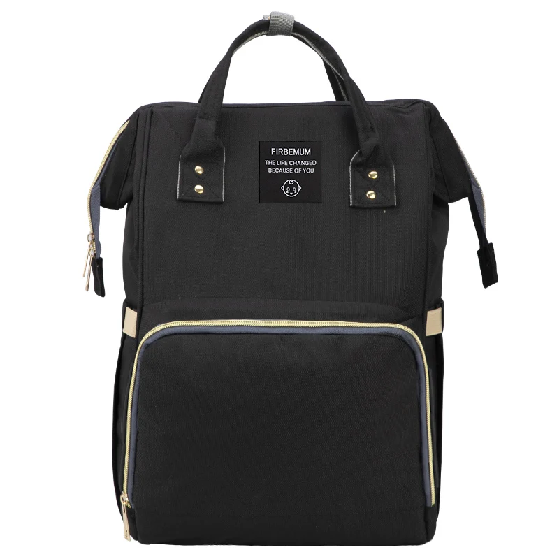 FIRBEMUM Mummy Maternity Nappy Bag new styles Large Capacity Baby Bag Backpack Maternity Designer Nursing Bag for Baby Care - Цвет: black