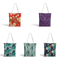 flower printed canvas bag shopper large capacity womens bag vintage classic shoulder bag shopping handbag for female