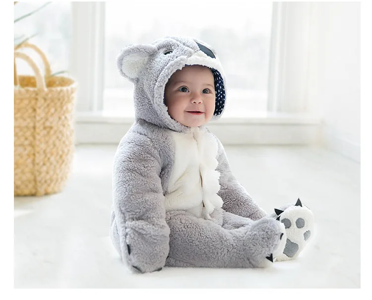 Popodion/Новая зимняя детская утепленная цельнокроеная одежда с капюшоном и