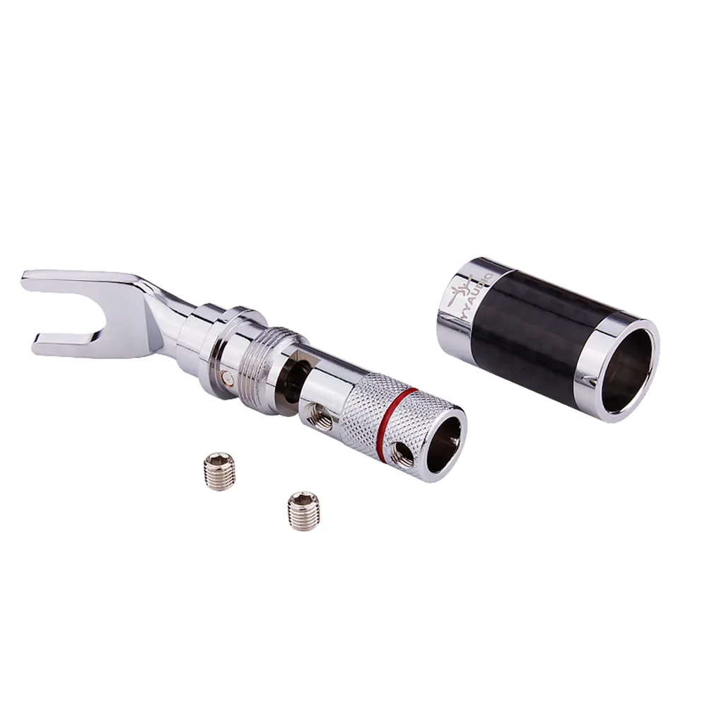 Банановый штекер из углеродного волокна с родиевым покрытием для динамика