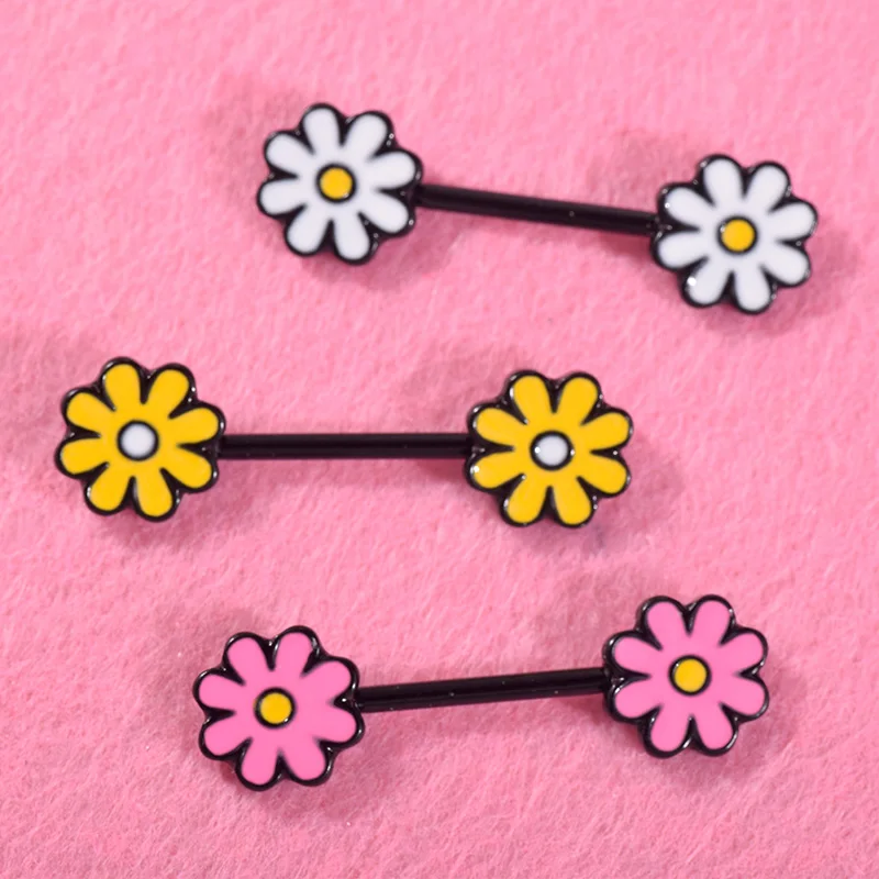 Модные милые кольца для сосков в форме цветка желтого белого розового цвета