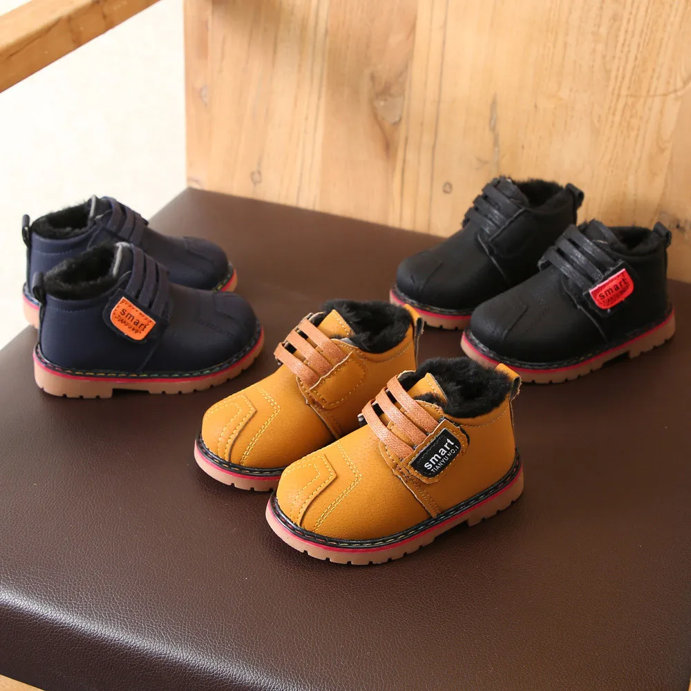 Детская зимняя теплая обувь для маленьких девочек и мальчиков зимние ботинки