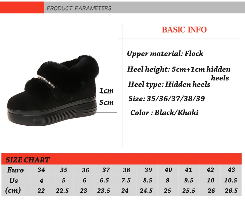 

Women Fashion Beading Chunky Heels Ankle Boots 2020 Warm Thick Plush Platform Shoes Woman Winter Height Increase Shoes
